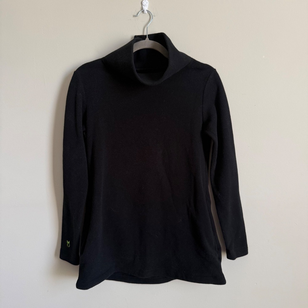 Dudley Stephens Park Slope Turtleneck Fleece Top Black XS Vello Fleece